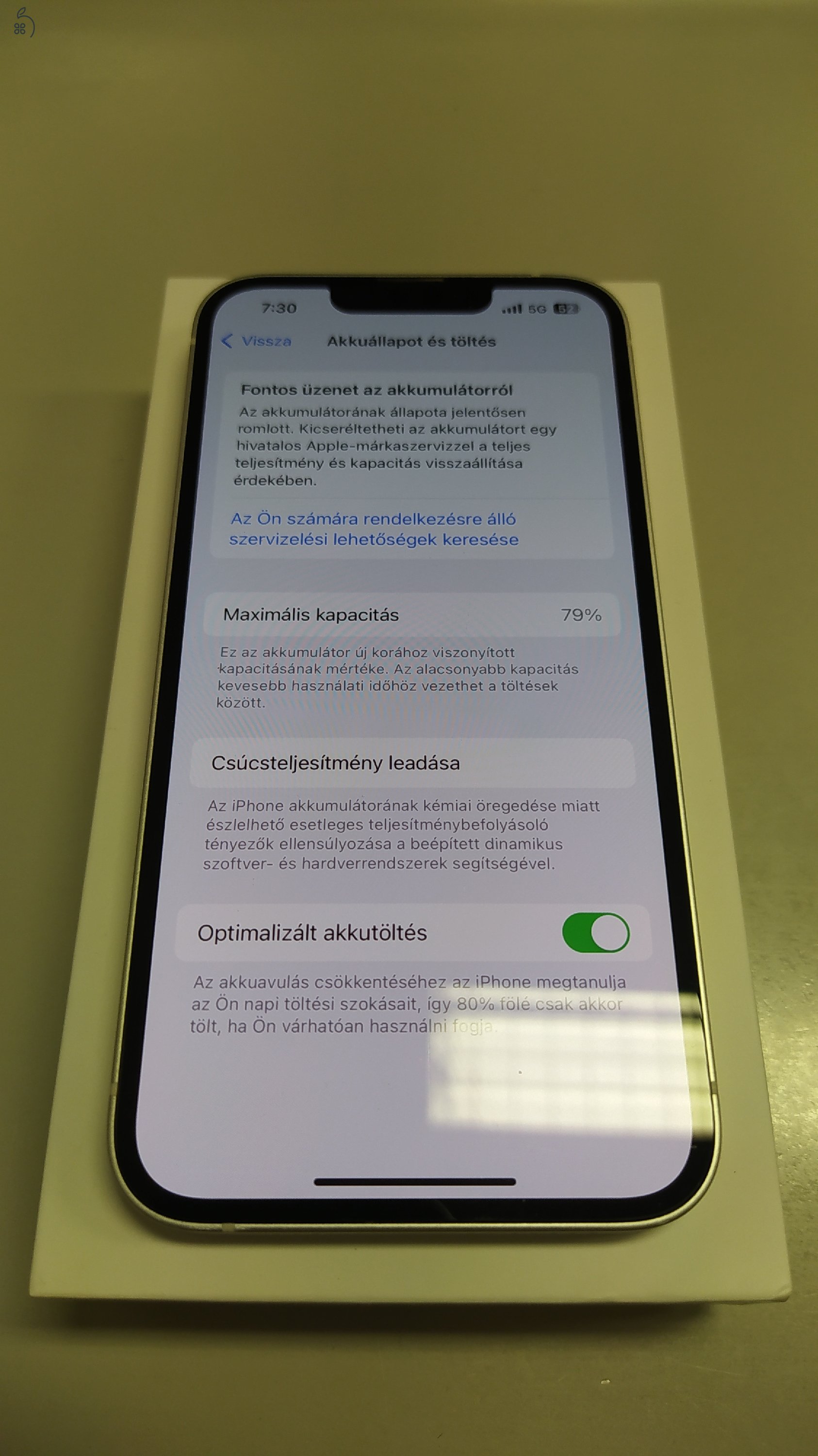 Iphone 13 fehér 256gb 79% akksi független