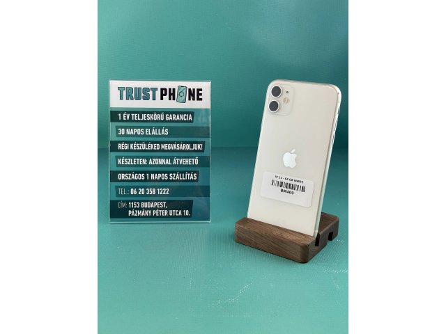 !! 1 ÉV GARANCIA !! iPhone 11 White 64 GB – BM409 – 100% AKKU