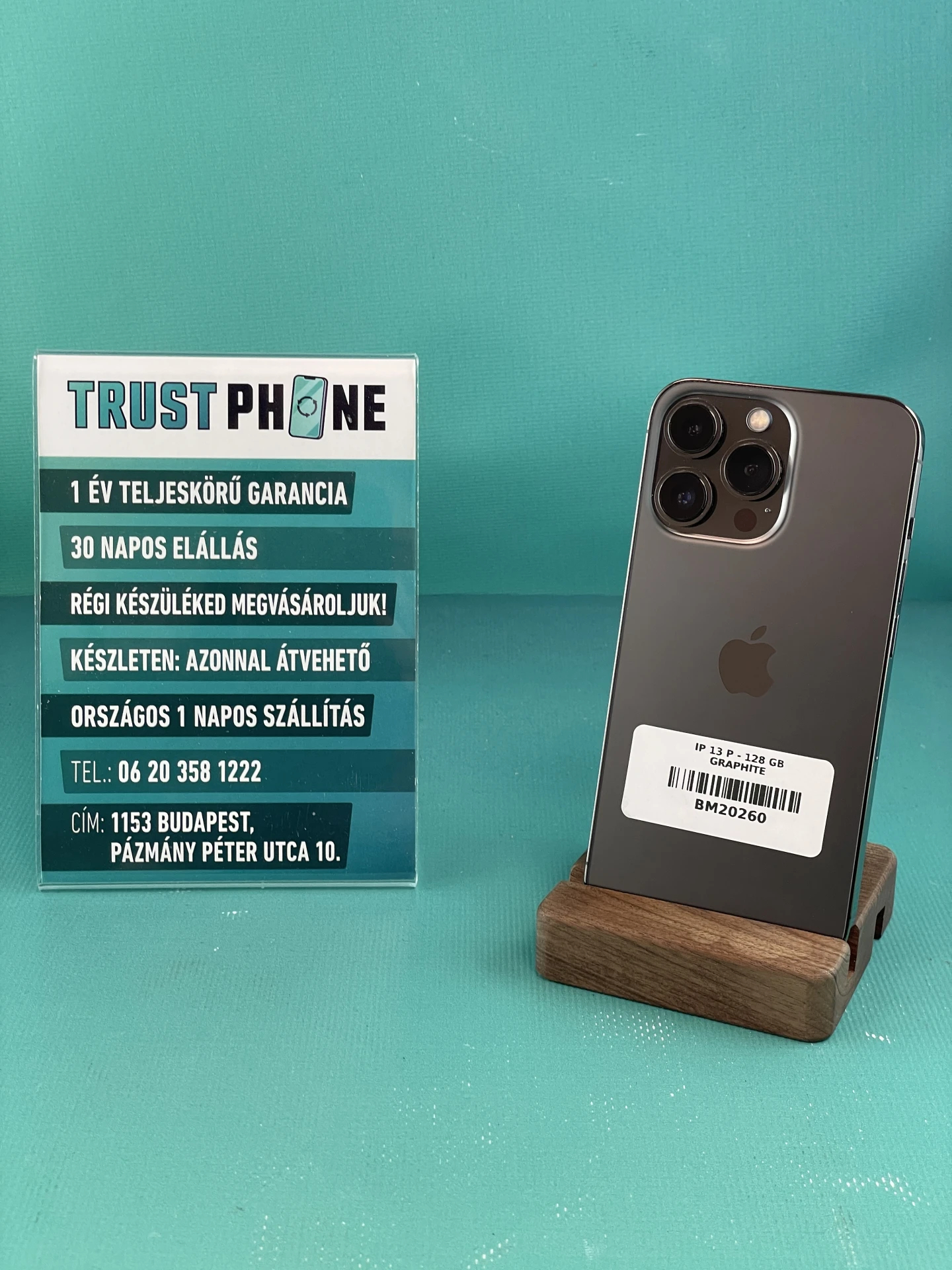 !! 1 ÉV GARANCIA !! iPhone 13 Pro Graphite 128 GB – BM20260 – 100% AKKU