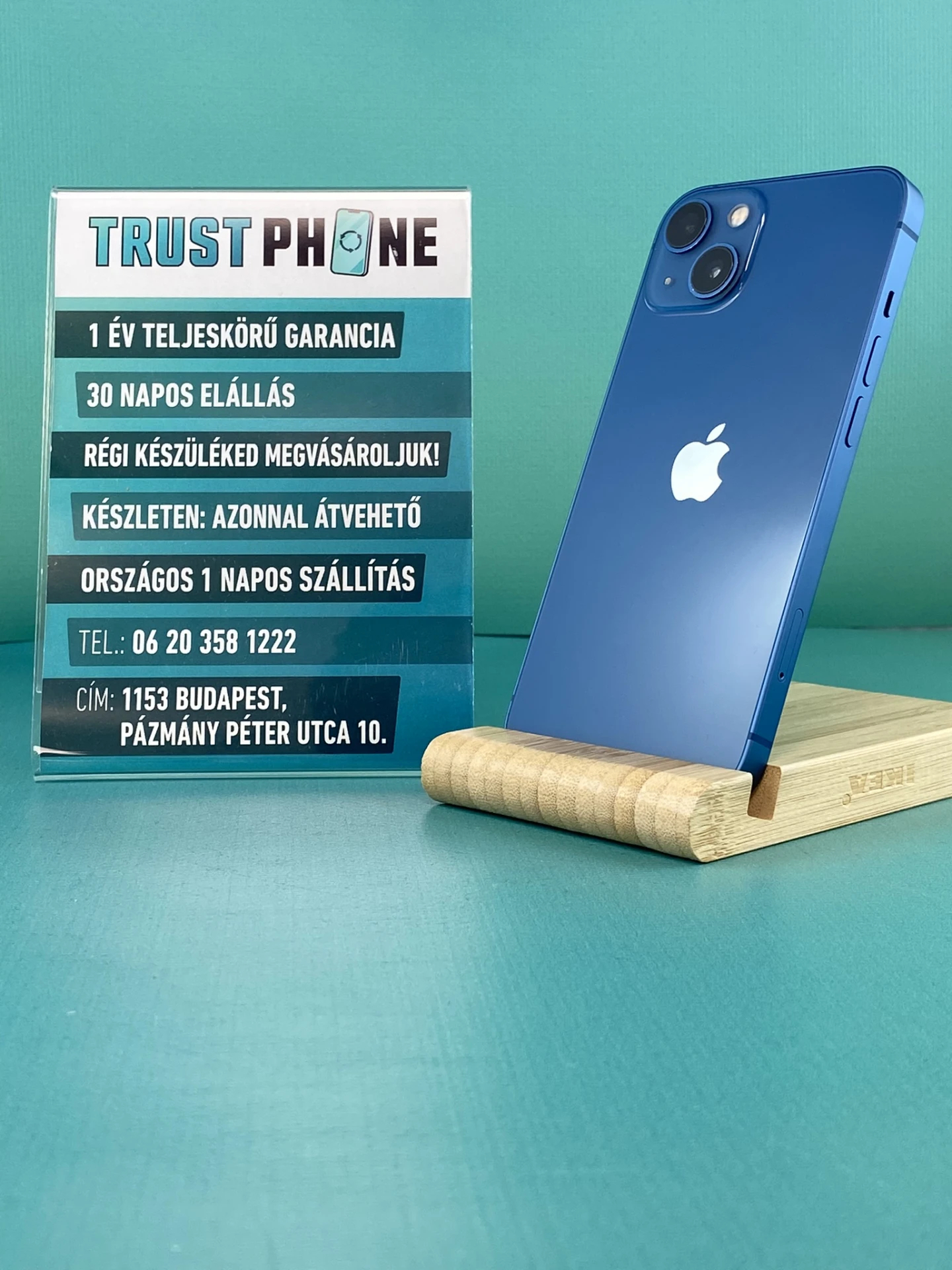 !! 1 ÉV GARANCIA !! iPhone 13 Mini Blue 256 GB – BM20300 – 100% AKKU