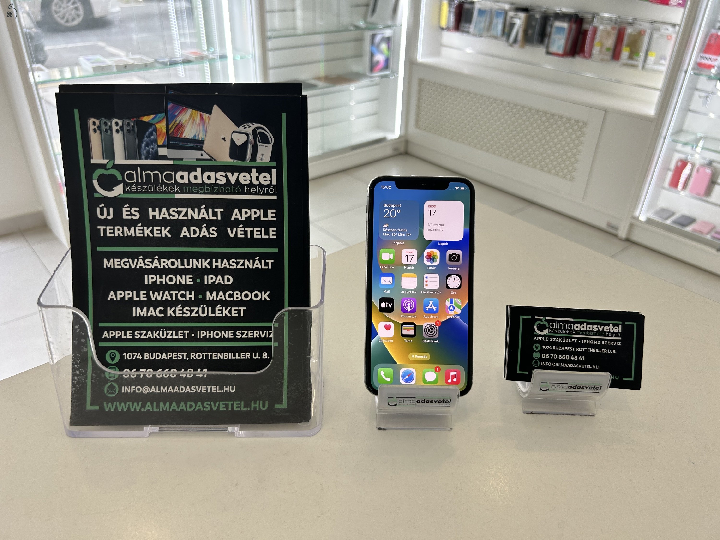 iPhone X 256GB Független Újszerű/1 hónap mar./Akku 100%/p3654