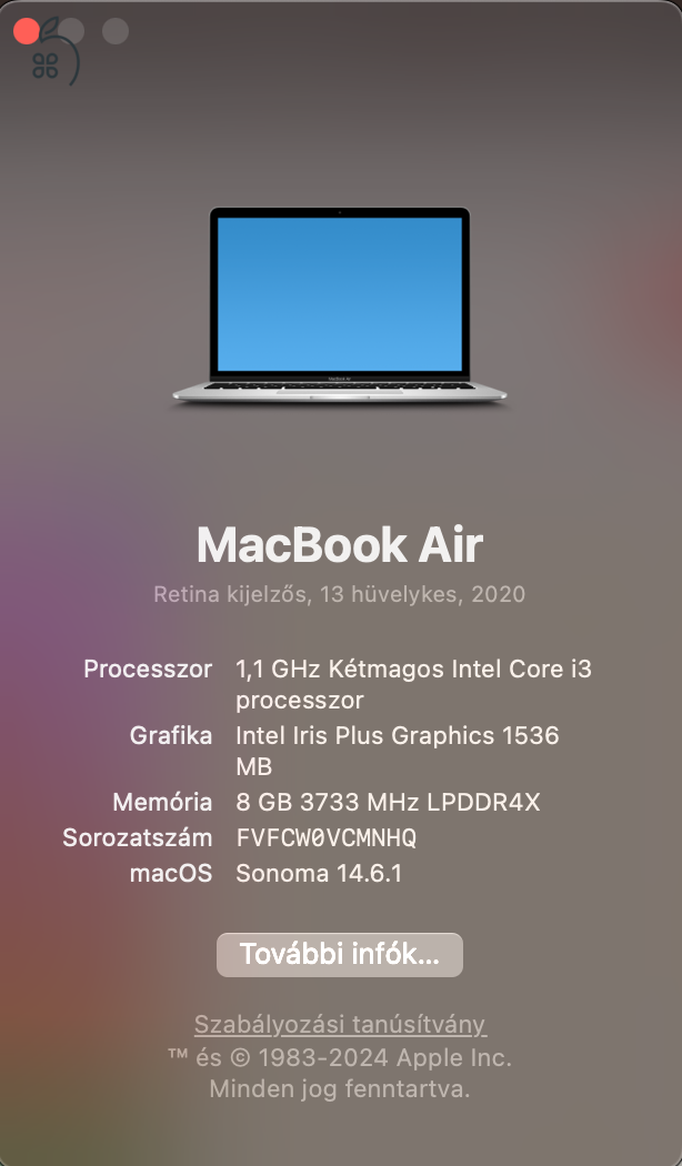 MacBook Air 2020 i3 256gb SSD 8gb ram