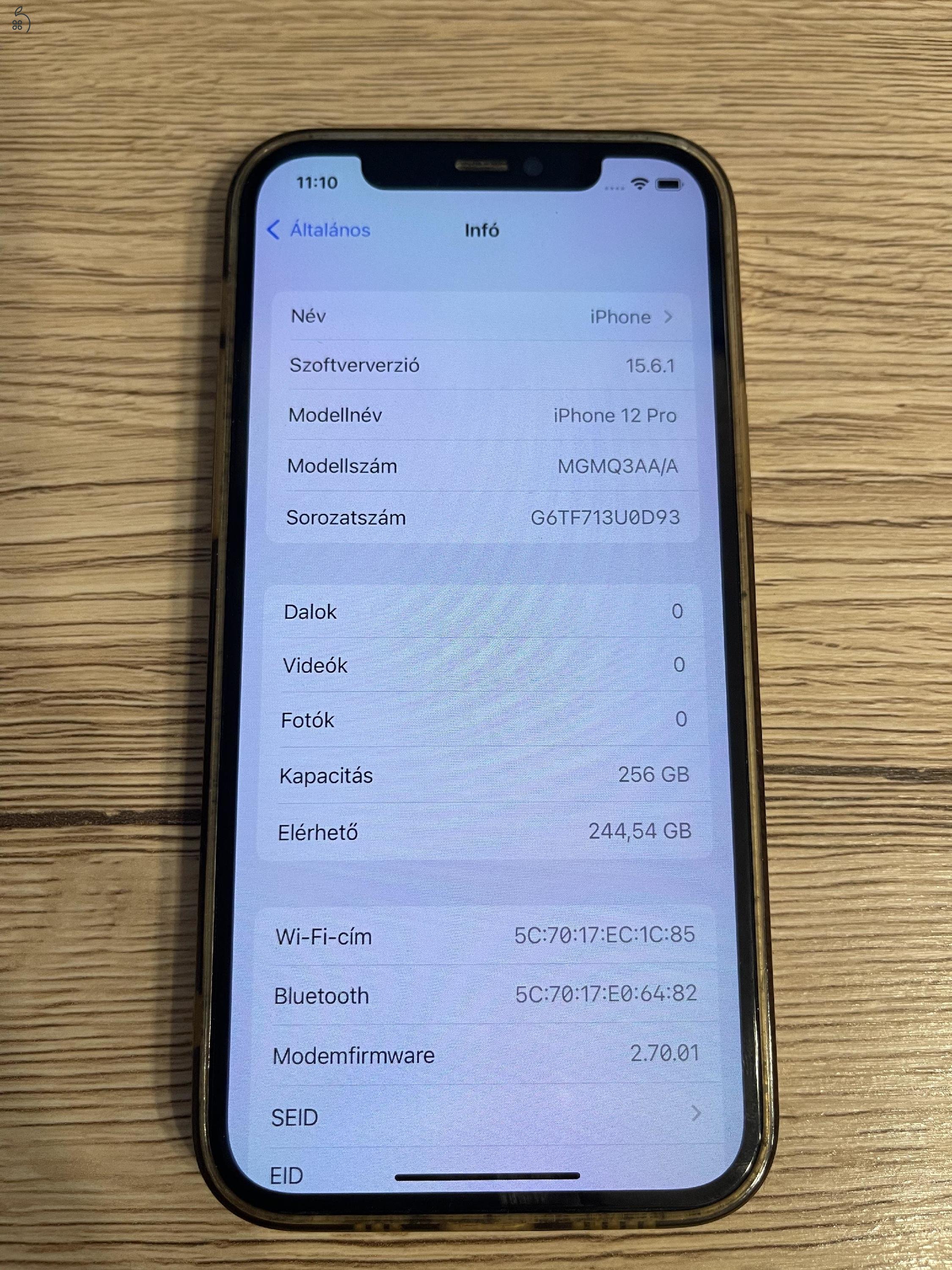 Iphone 12 Pro, 256 GB, Silver (Ezüst), jó állapot, 88%-os akkumulátor, dobozzal