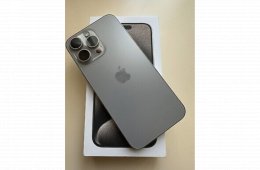 iPhone 15 Pro Max / 512GB / Fekete Titán / Kártyafüggetlen / újszerű