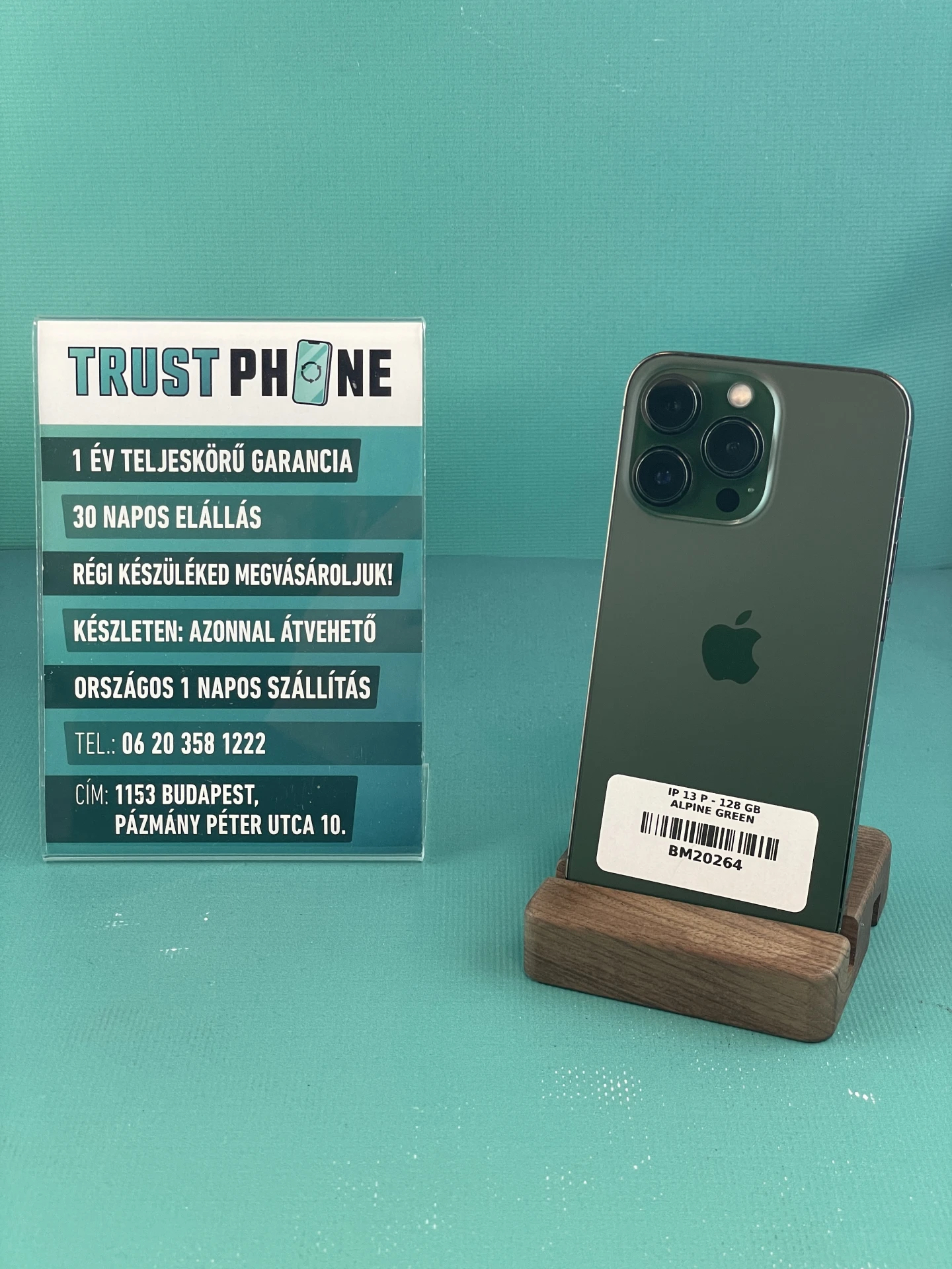 !! 1 ÉV GARANCIA !! iPhone 13 Pro Alpine Green 128 GB – BM20264 – 93% AKKU