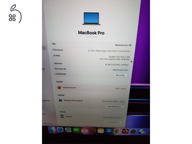 Ujszerű állapotban lévő macbook pro eladó