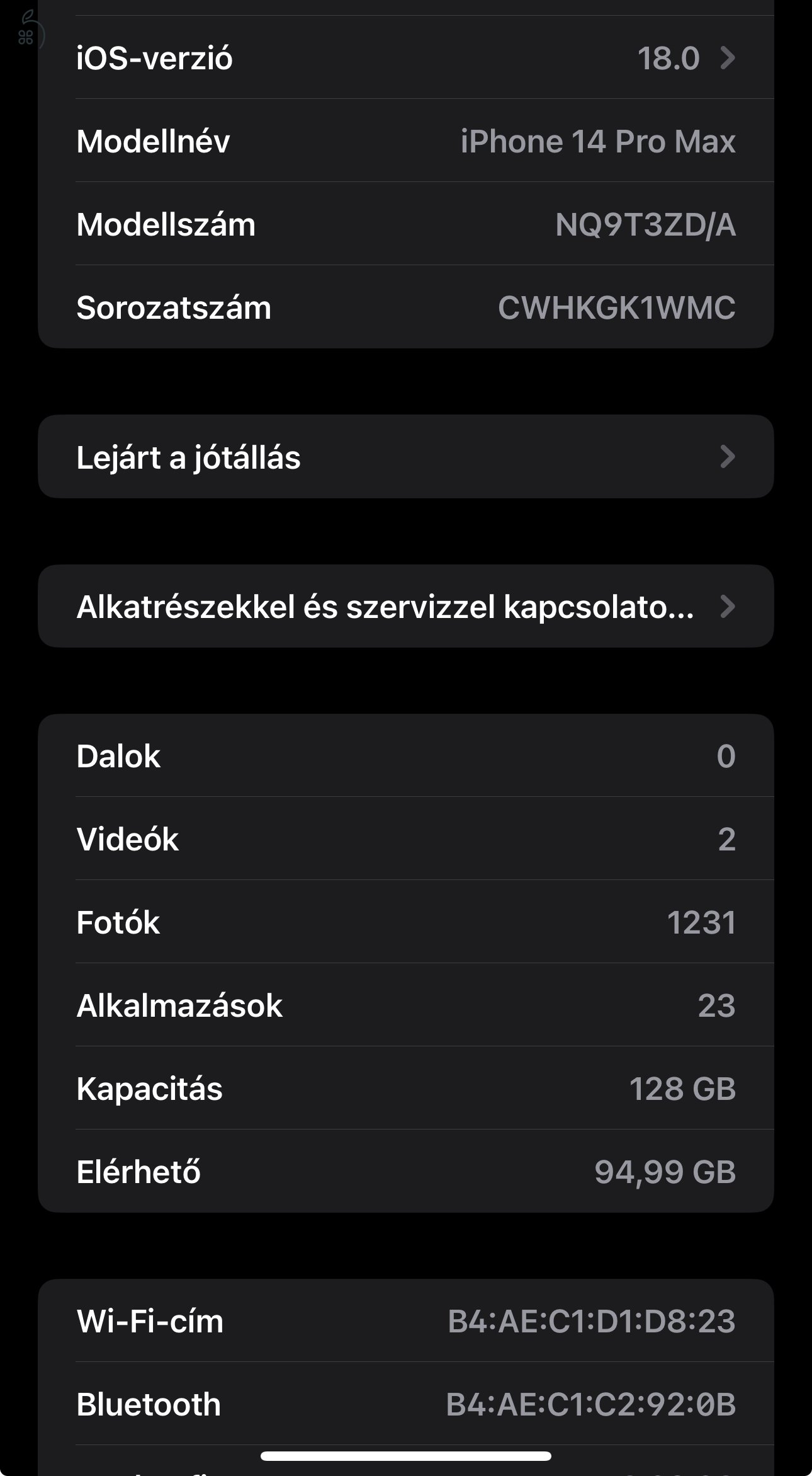 Iphone 14 pro max 128 gb Akku: 95%