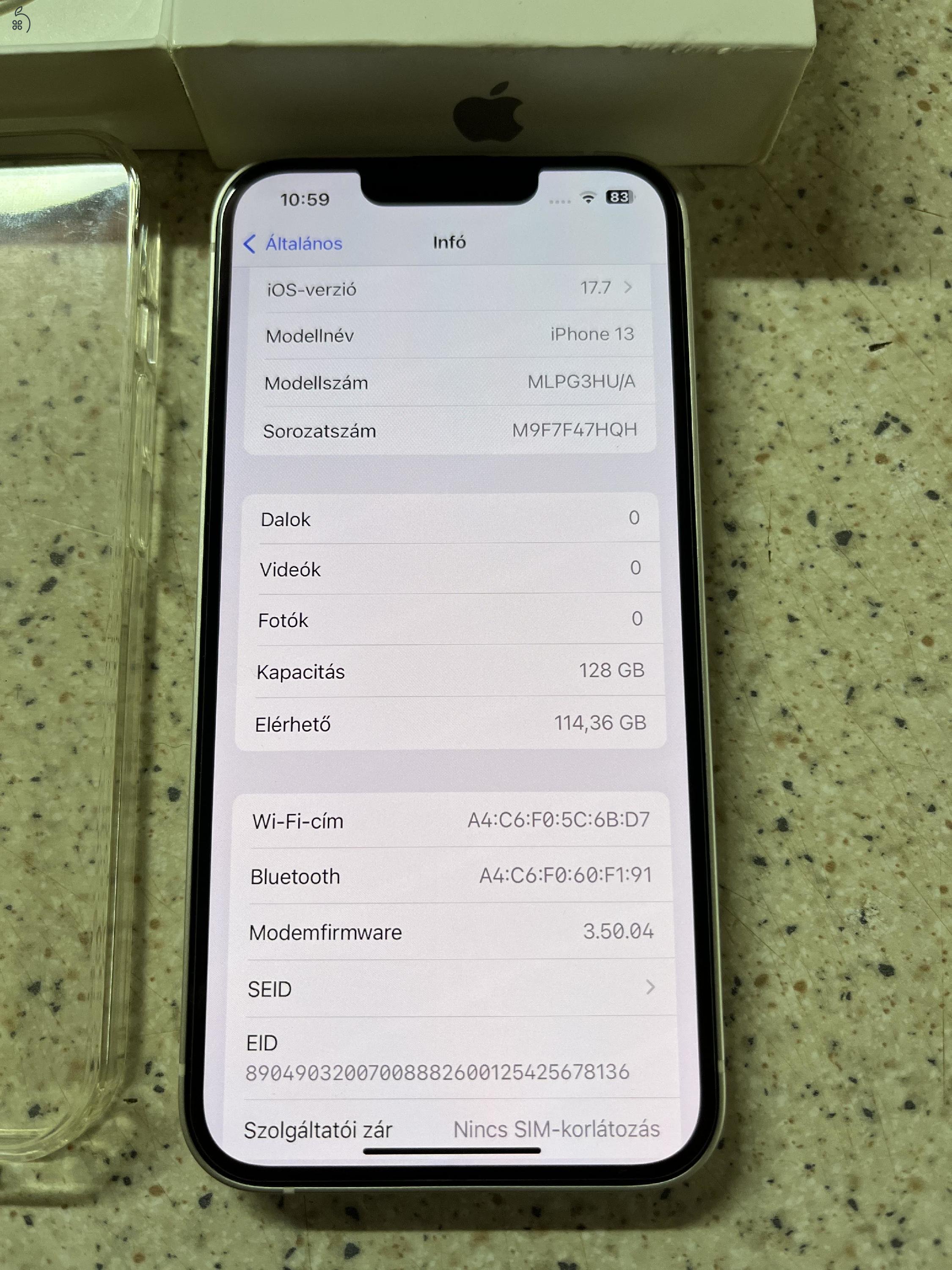 1,5 éves hibátlan,gyárifüggetlen iPhone 13 128gb eladó