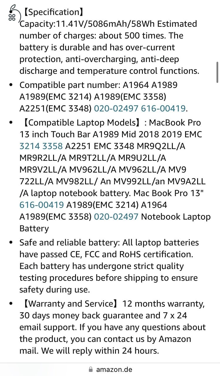 Új Aku Macbook Pro 13” 2018-2019 retina 