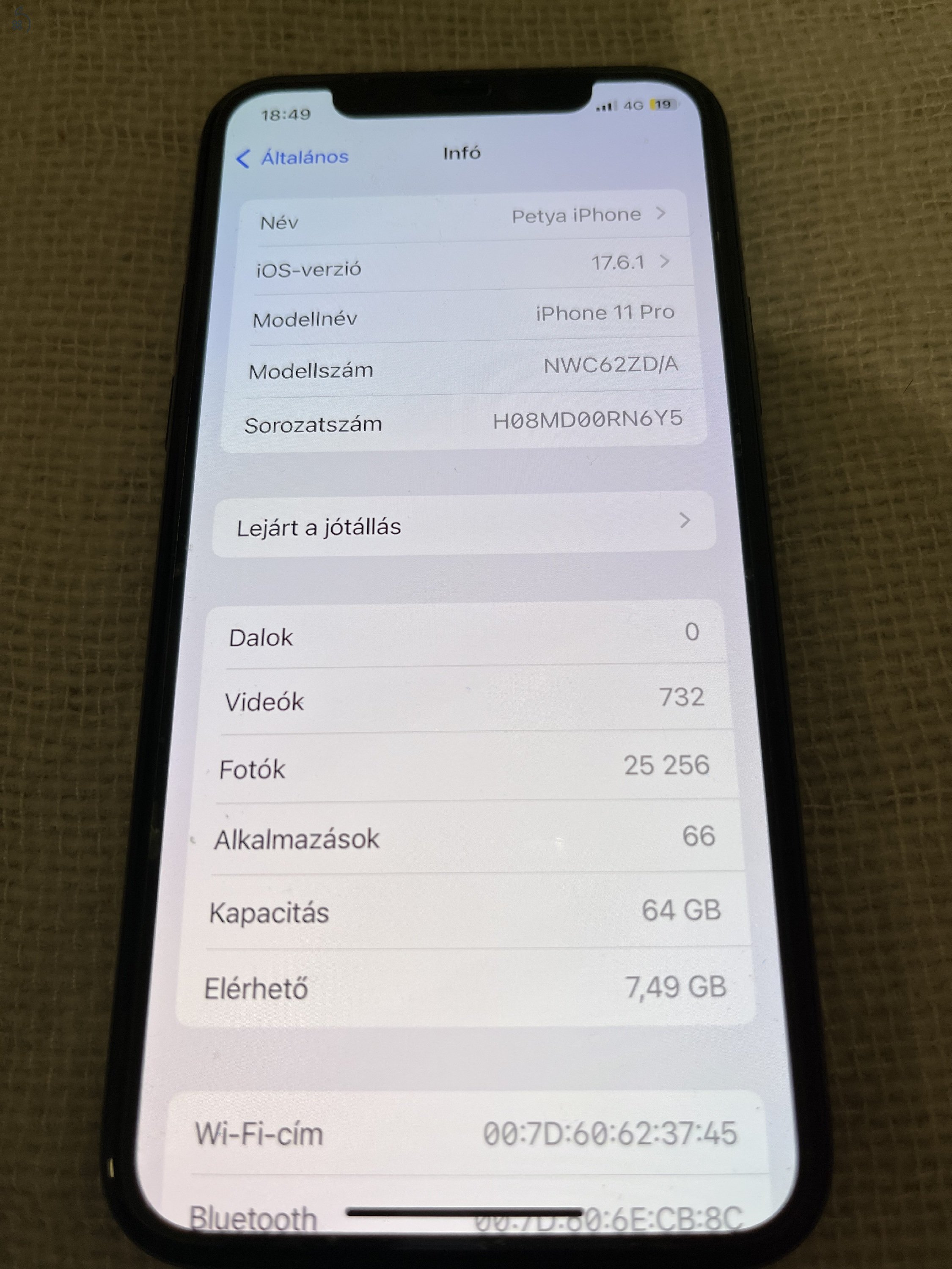 Garanciában cserélt Iphone 11 Pro, midnight green, 64 gb, hibátlan!