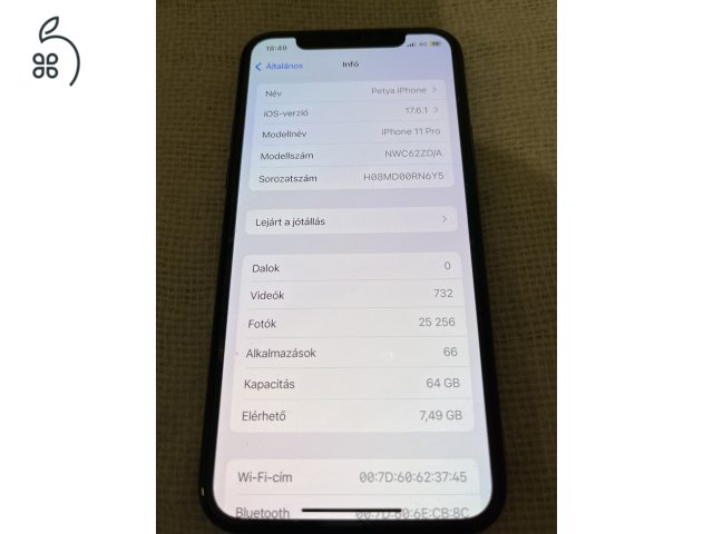 Garanciában cserélt Iphone 11 Pro, midnight green, 64 gb, hibátlan!