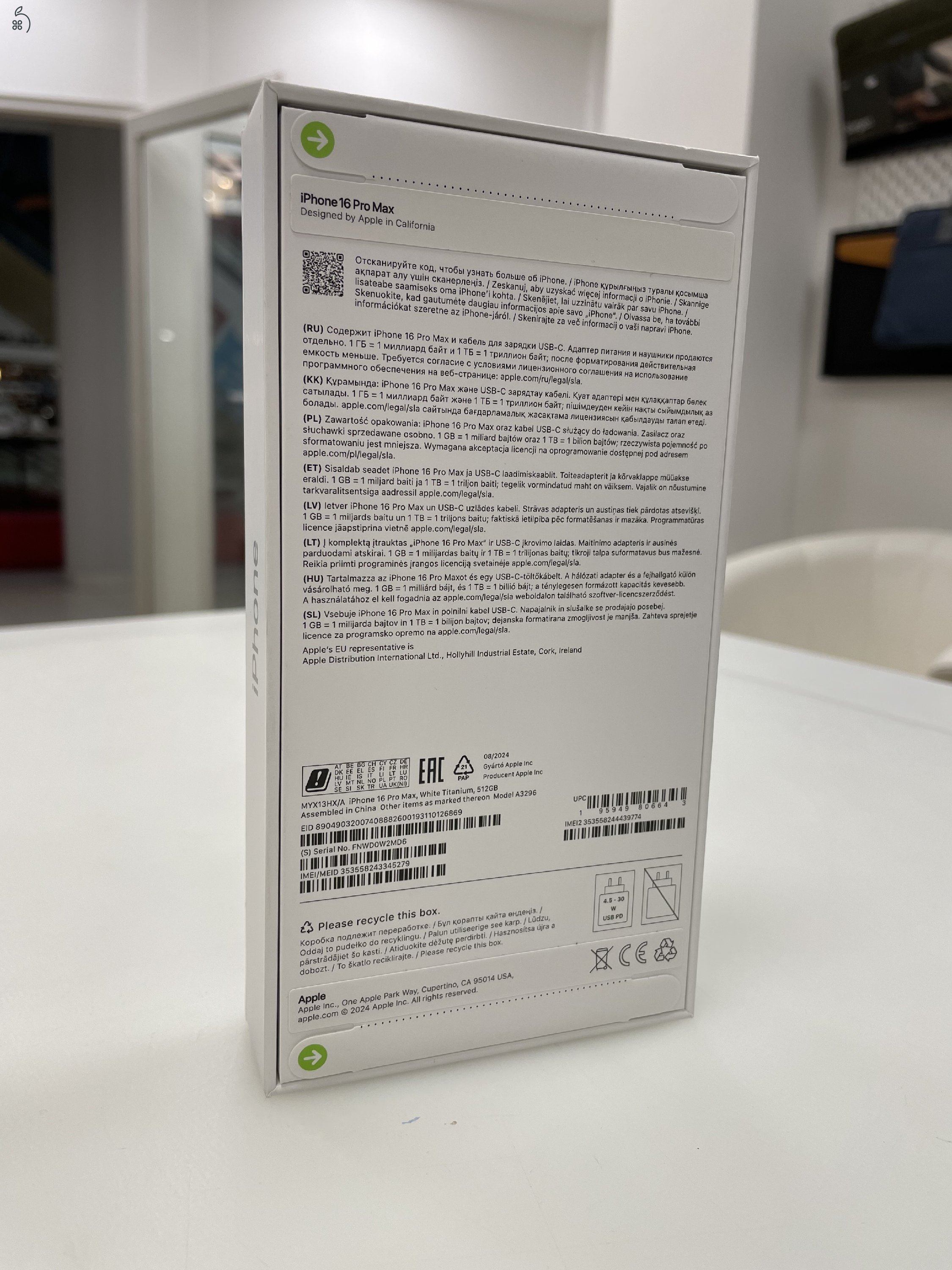 Új Bontatlan! iPhone 16 Pro MAX 512GB White Titanium 27%Áfás számla! + Beszámítás