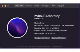 Újszerű 2017-es MacBook Pro 13 - Intel i5 2.3Ghz, 8GB RAM, 128GB SSD, 2x Thunderbolt 3