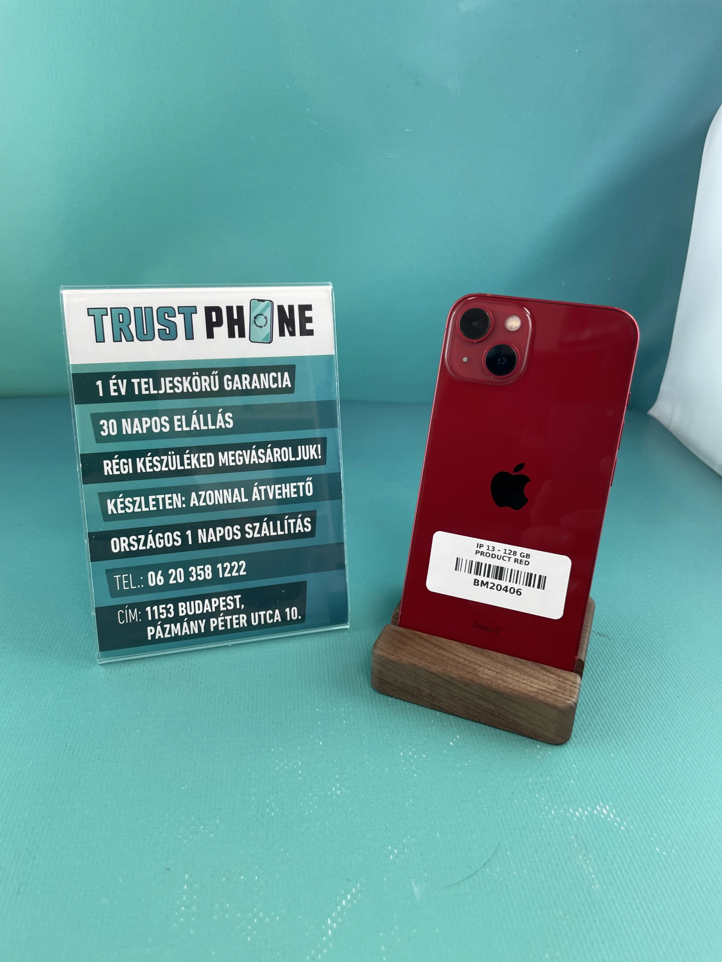 !! 1 ÉV GARANCIA !! iPhone 13 PRODUCT RED 128 GB – BM20406 – 95% AKKU