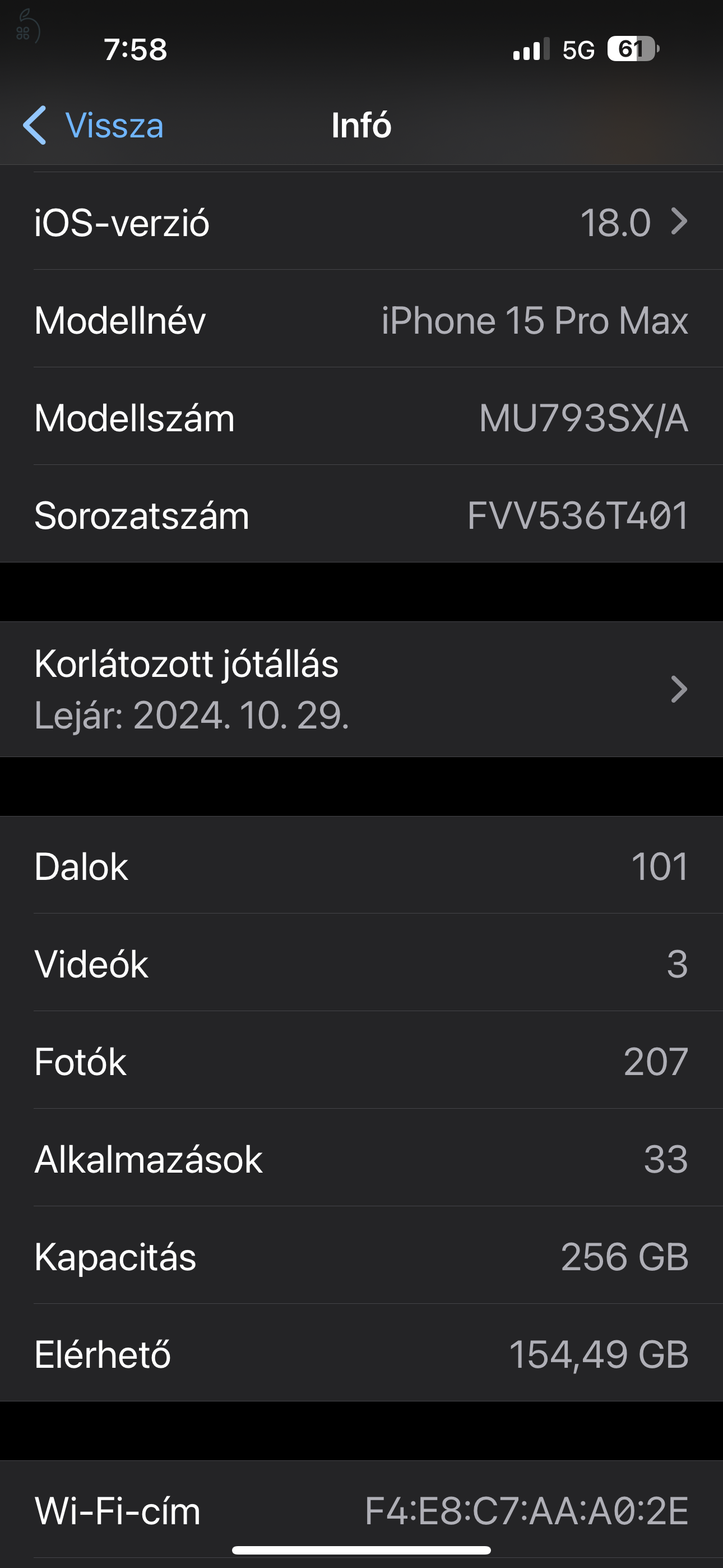 iPhone 15 ProMax , szürke titán, 256GB