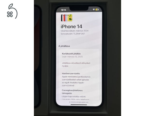 iPhone 14 128GB Apple garancia: 2025.03.13.-ig! Akku 100%!