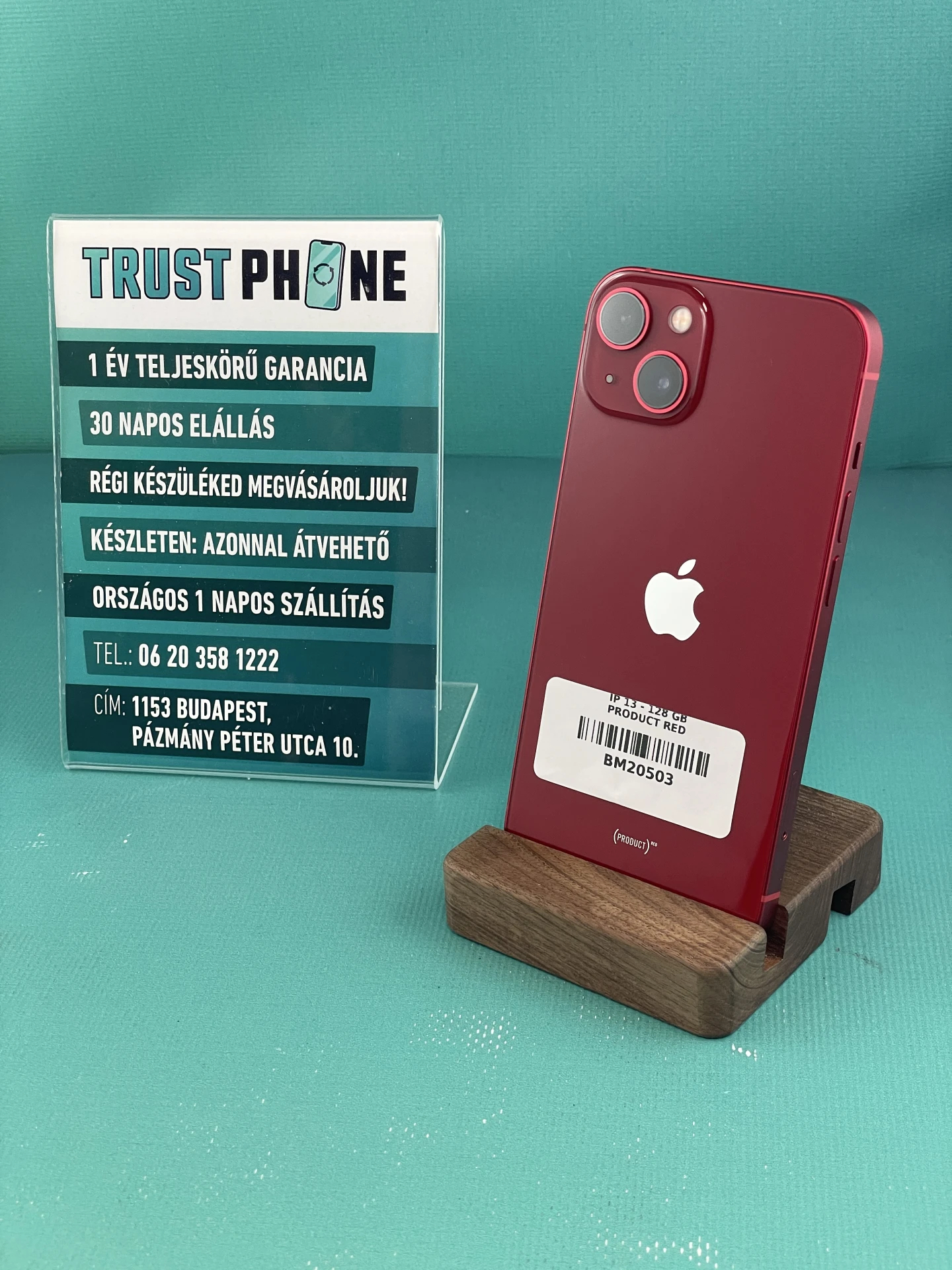 !! 1 ÉV GARANCIA !! iPhone 13 PRODUCT RED 128 GB – BM20503 – 98% AKKU