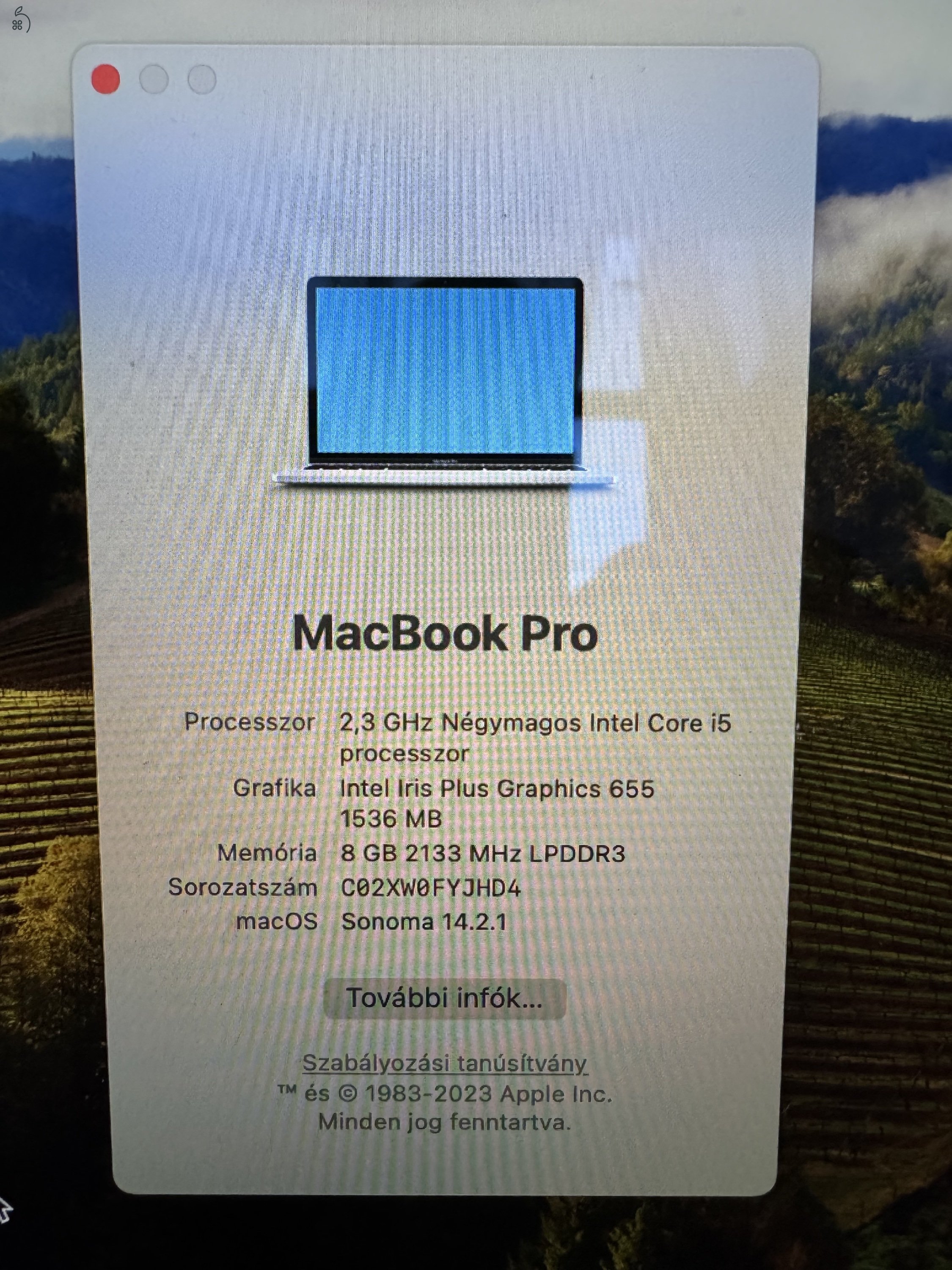 MacBook Pro 13.3 2018 Four Thunderbolt 3 néhány sérüléssel