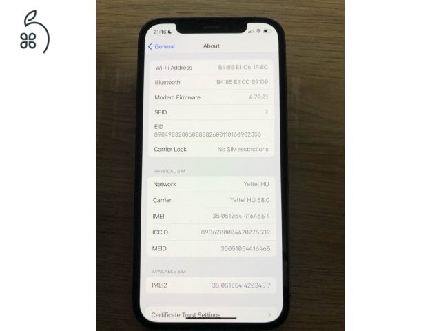 100% AKKSI I FÜGGETLEN I iPhone 12 Pro I 6/128GB