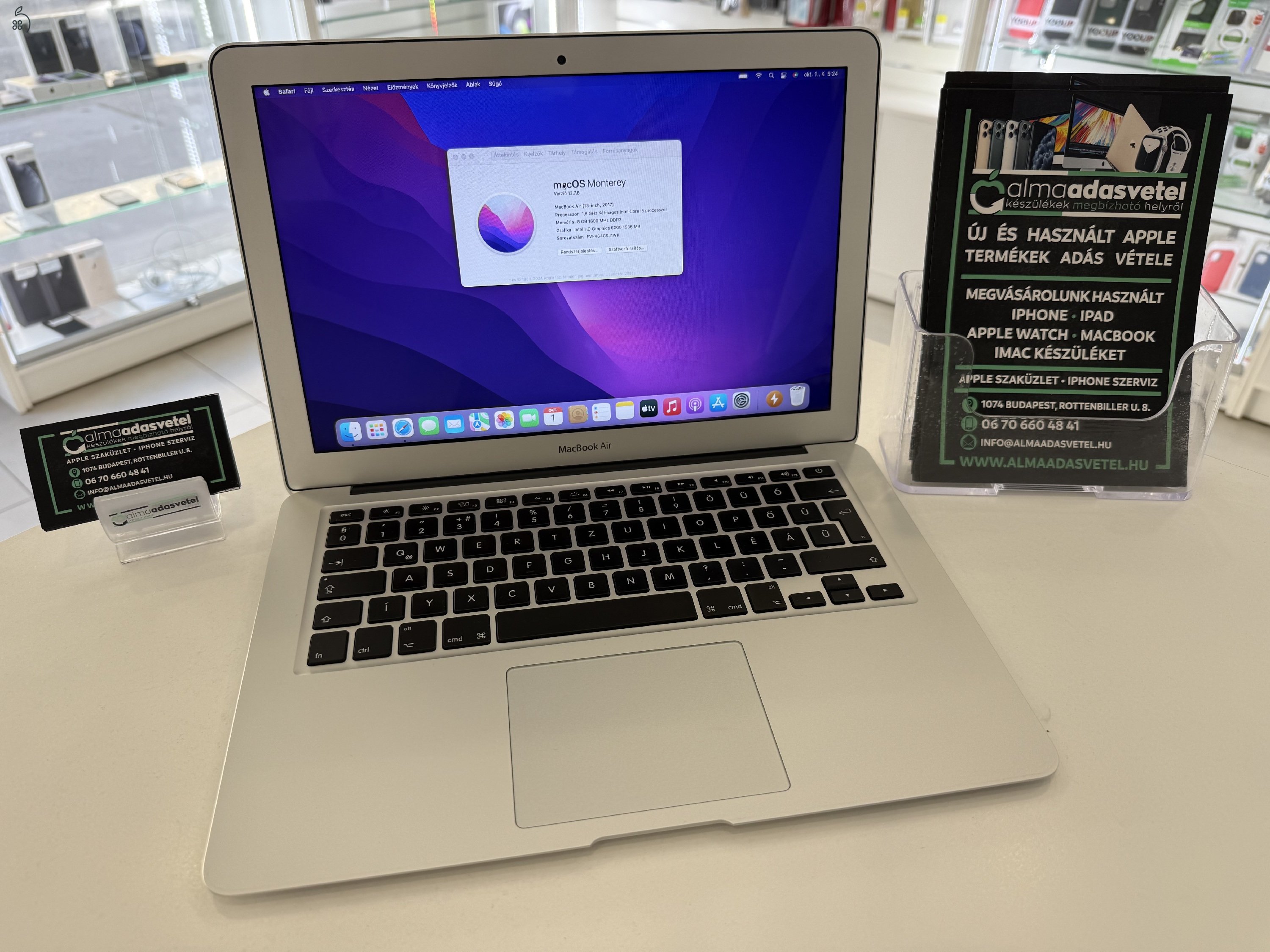 MacBook Air 2017 Mint Az Új/8GB/128ssd/1-3 hónap gar./Akku 88%/p3691