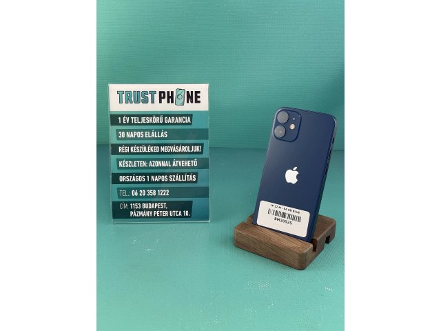 !! 1 ÉV GARANCIA !! iPhone 12 Mini Blue 64 GB – BM20525 – 100% AKKU