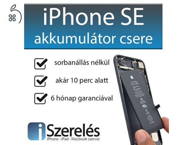 iPhone SE 2020 akkumulátor csere 10 perc alatt Budapesten az iSzerelésben!