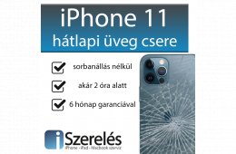 iPhone 11 hátlapi üveg csere akár 3 órán belül az iSzerelésben.