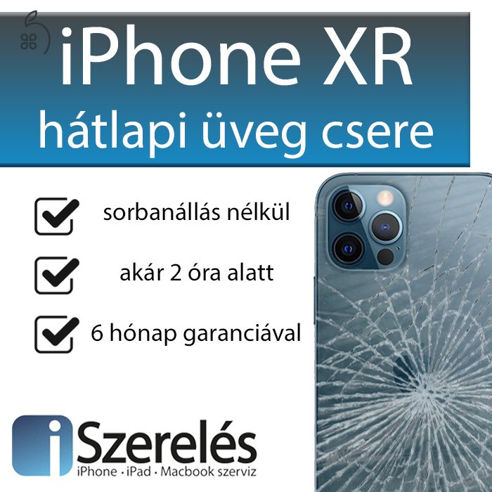 iPhone XR hátlapi üveg csere akár 3 óra alatt Budapesten az iSzerelésben