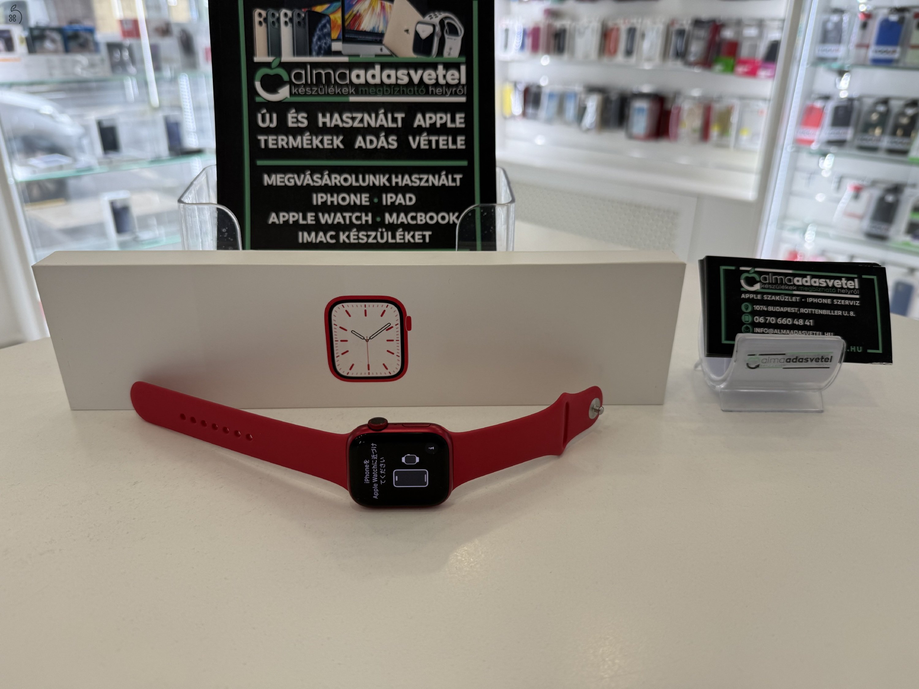 Apple Watch 7 Red 41mm/1 -3 hónap gar./Akku 100%/p3694/