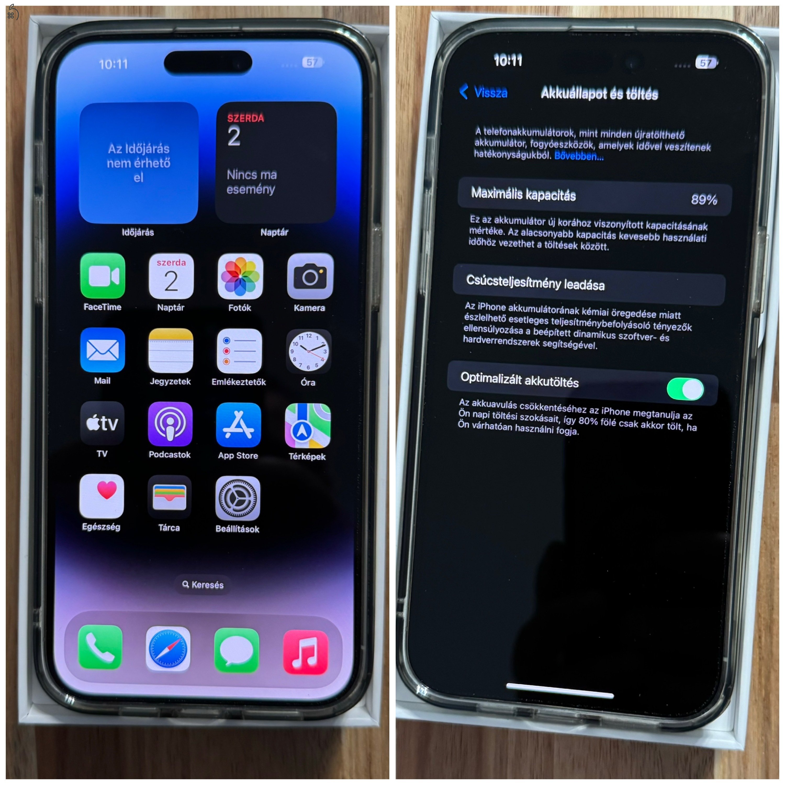 iPhone 14 Pro Max 256gb ezüst-fehér hibátlan, karcmentes, 89% aksi.