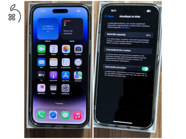 iPhone 14 Pro Max 256gb ezüst-fehér hibátlan, karcmentes, 89% aksi.