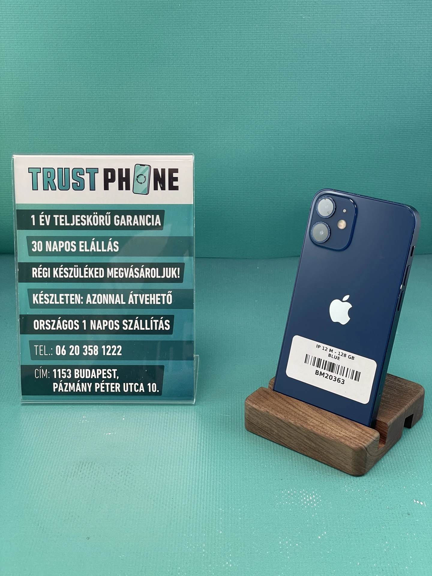 !! 1 ÉV GARANCIA !! iPhone 12 Mini Blue 128 GB – BM20363 – 100% AKKU