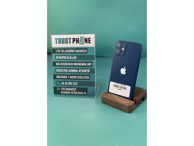 !! 1 ÉV GARANCIA !! iPhone 12 Mini Blue 64 GB – 4209 – 100% AKKU