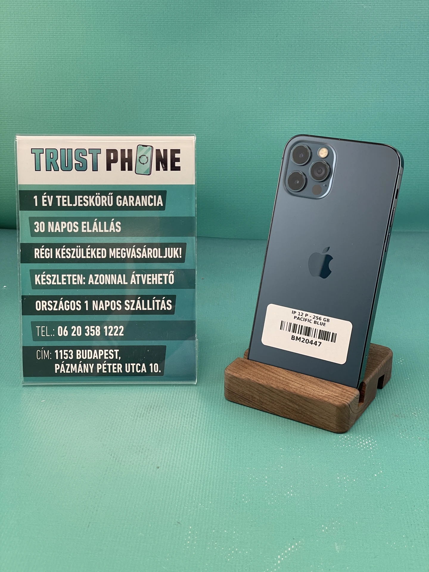 !! 1 ÉV GARANCIA !! iPhone 12 Pro Pacific Blue 256 GB – BM20447 – 100% AKKU