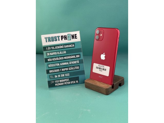 !! 1 ÉV GARANCIA !! iPhone 11 PRODUCT RED 64 GB – 4324 – 100% AKKU