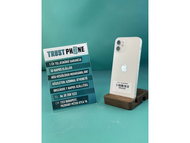 !! 1 ÉV GARANCIA !! iPhone 12 White 64 GB – BM20550 – 100% AKKU