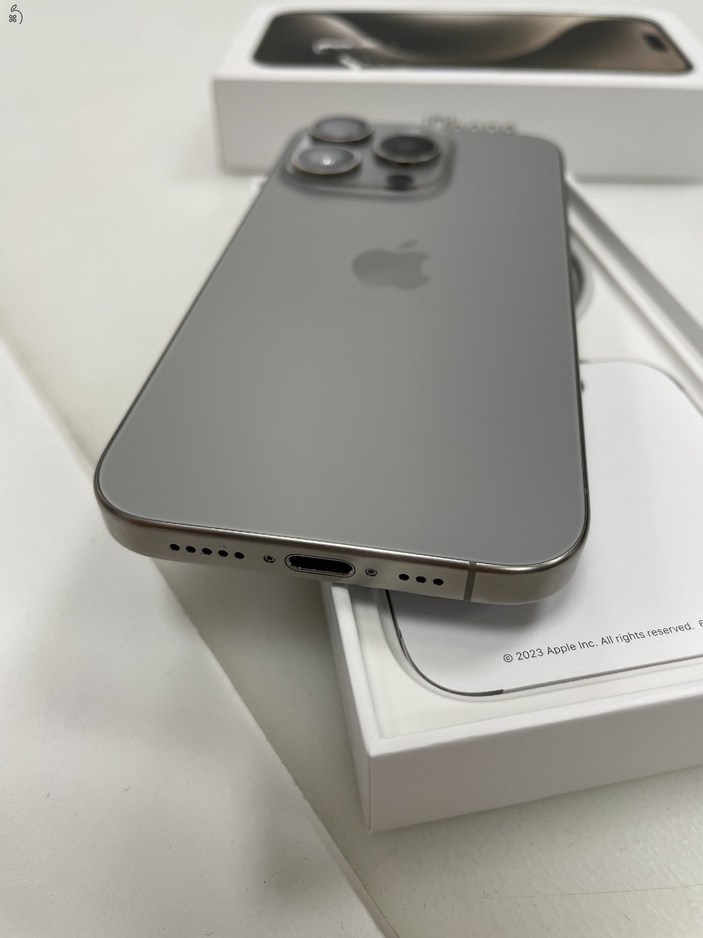 Új állapot! iPhone 15 Pro 512GB! Natural Titanium Független 93% akku! 3 Hó Gar+ Beszámítás