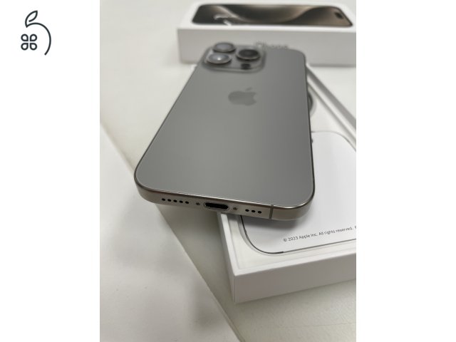 Új állapot! iPhone 15 Pro 512GB! Natural Titanium Független 93% akku! 3 Hó Gar+ Beszámítás