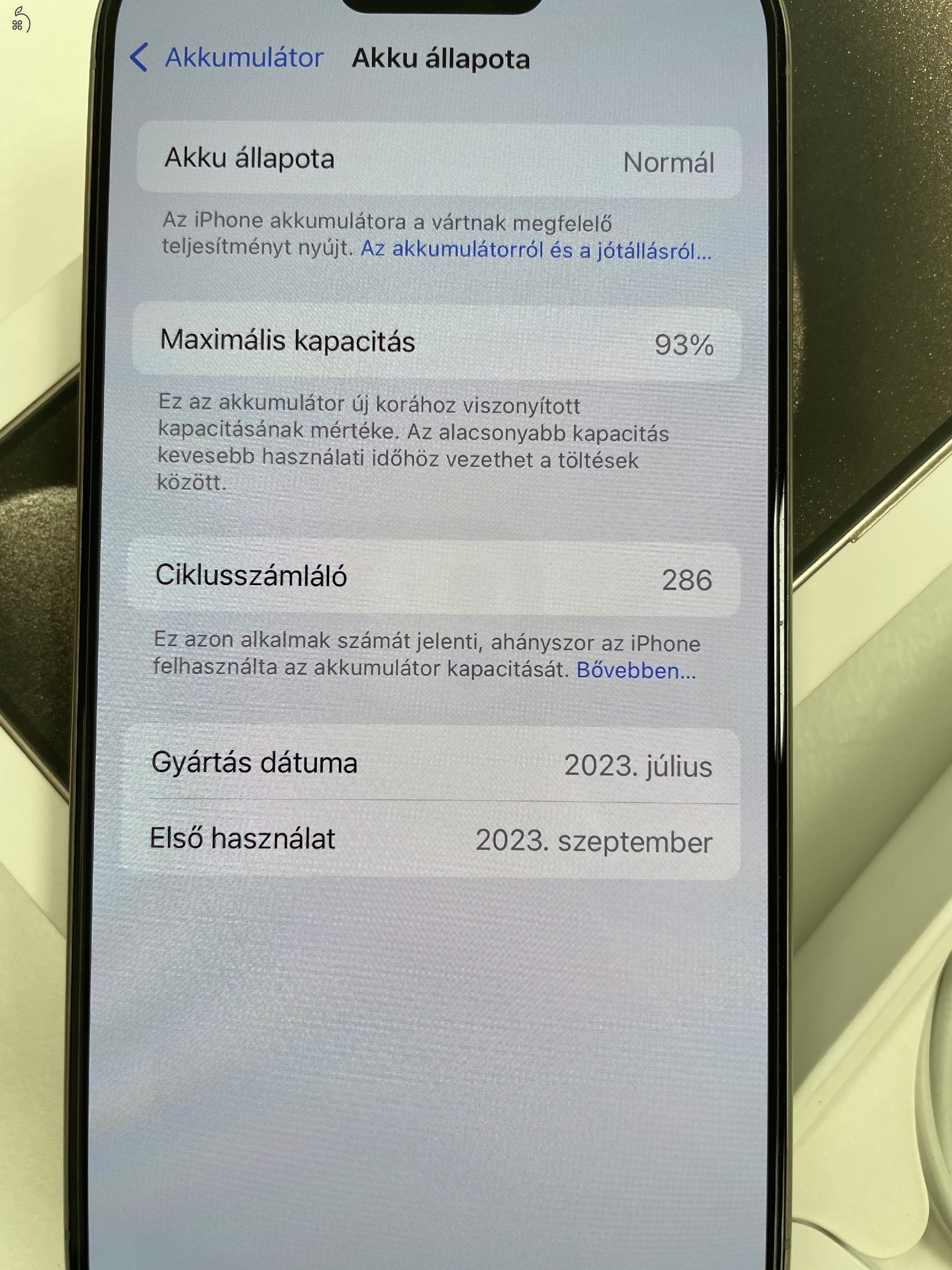 Új állapot! iPhone 15 Pro 512GB! Natural Titanium Független 93% akku! 3 Hó Gar+ Beszámítás