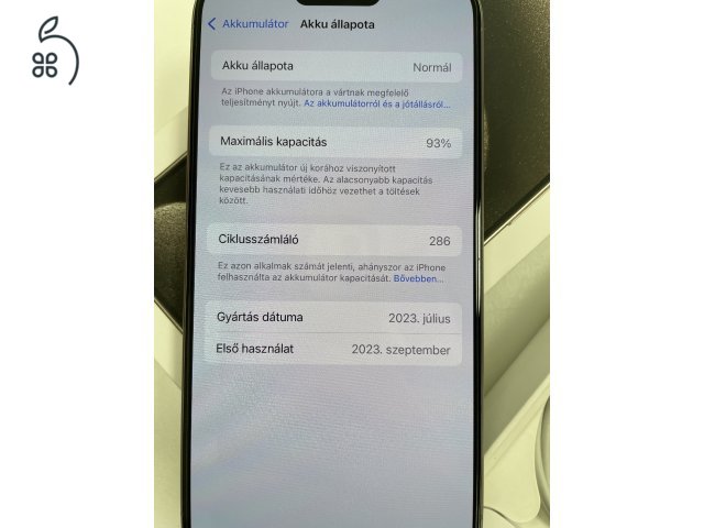 Új állapot! iPhone 15 Pro 512GB! Natural Titanium Független 93% akku! 3 Hó Gar+ Beszámítás