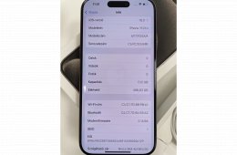 Új állapot! iPhone 15 Pro 512GB! Natural Titanium Független 93% akku! 3 Hó Gar+ Beszámítás