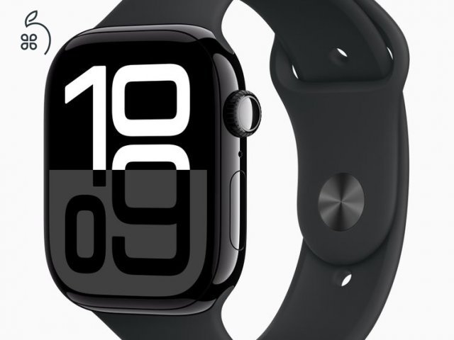 Apple Watch Series 10 GPS 46 mm-es kozmoszfekete alumíniumtok, fekete szíj S/M