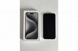 iPhone 15 pro 128 GB fehér titán, 94% akkumulátor, karcmentes, GARANCIÁVAL