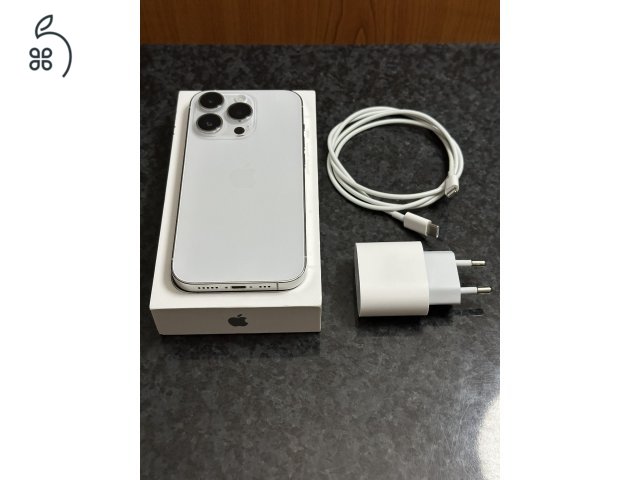 Apple Iphone 14 Pro, 128GB, Silver, kártyafüggetlen, 2025.10.06.-ig garanciális! ajándék adapter!