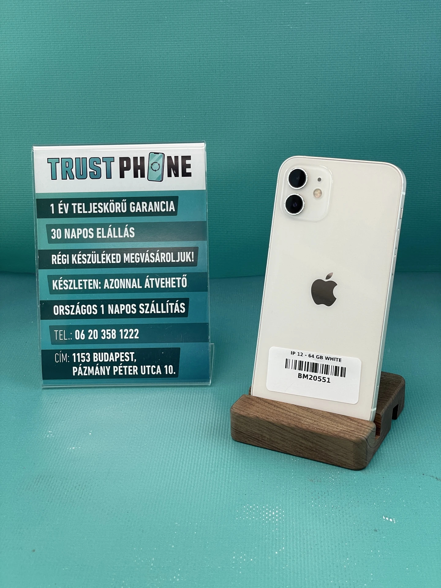 !! 1 ÉV GARANCIA !! iPhone 12 White 64 GB – BM20551 – 100% AKKU