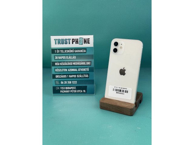 !! 1 ÉV GARANCIA !! iPhone 12 White 64 GB – BM20551 – 100% AKKU