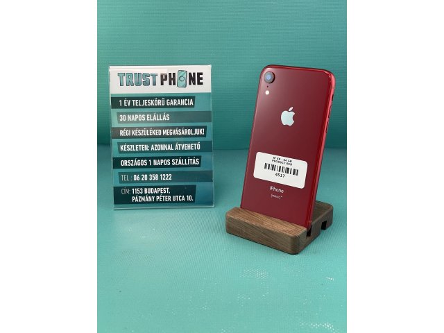 !! 1 ÉV GARANCIA !! iPhone XR PRODUCT RED 64 GB – 4517 – 91% AKKU