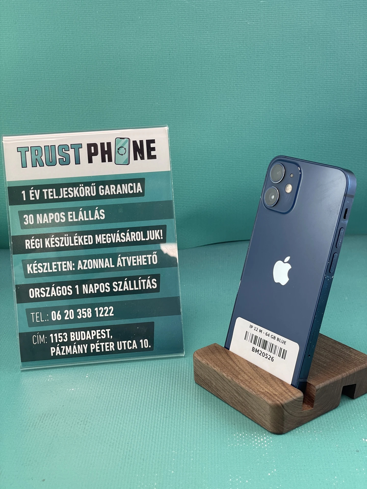 !! 1 ÉV GARANCIA !! iPhone 12 Mini Blue 64 GB – BM20526 – 100% AKKU