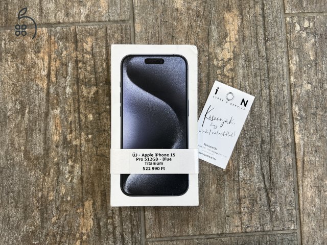 ÚJ Apple iPhone 15 Pro 512GB Blue Titanium - AZONNAL KÉSZLETEN AZ ION STORE-BAN!