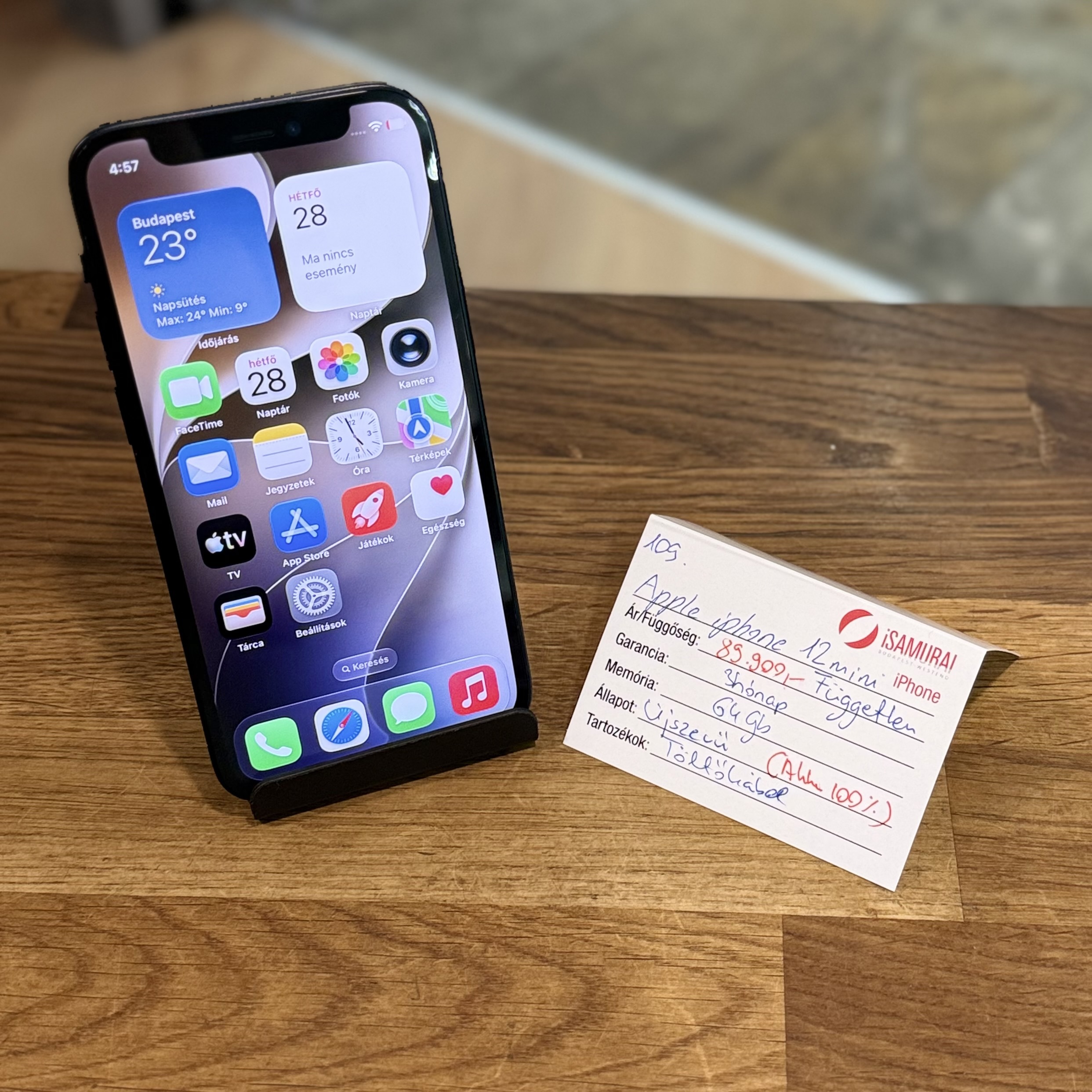 Apple iPhone 12 mini - 64 GB - Fekete - Akku 100% ( 109.)